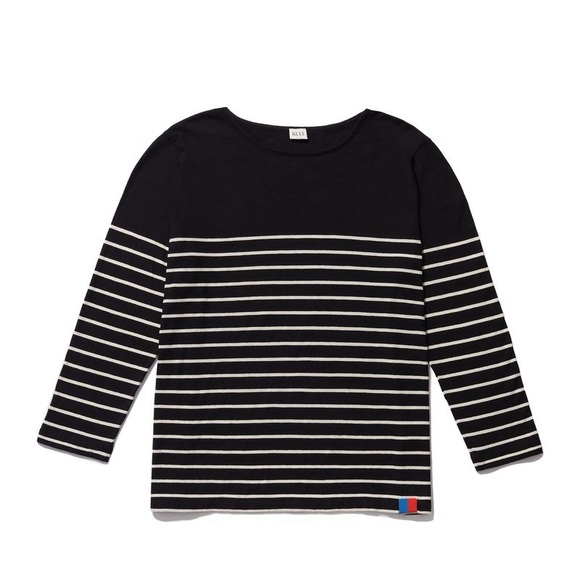 KULE Black And White Striped Blanche Shirt Quarter Sleeve Size Small - Picture 1 of 6